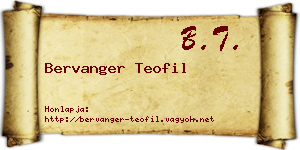 Bervanger Teofil névjegykártya